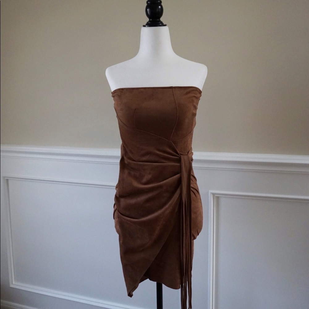 Strapless wrap tassel style party dress